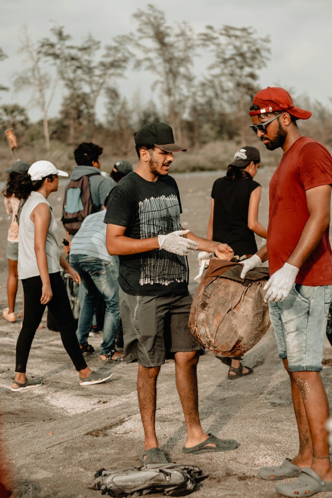 group building sandbag barrier