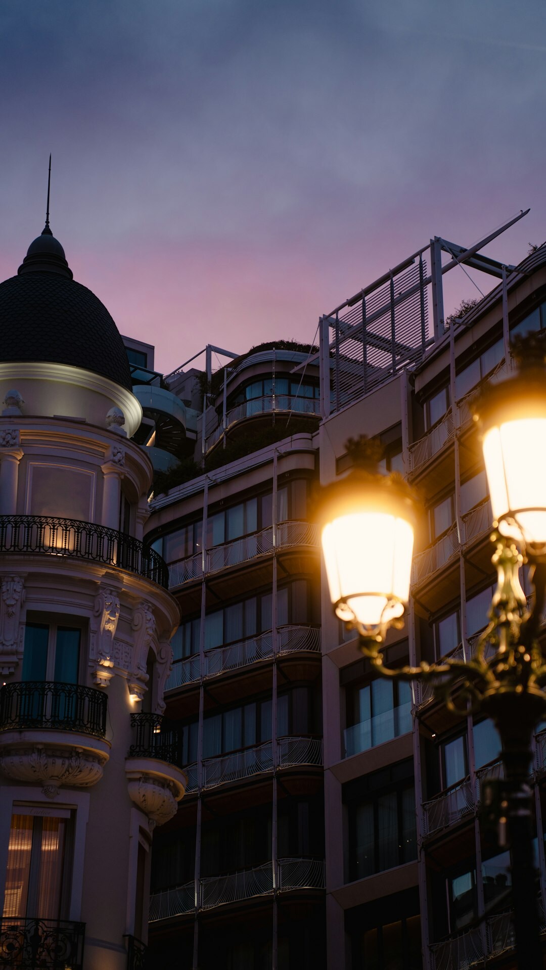 neighborhood street at dusk