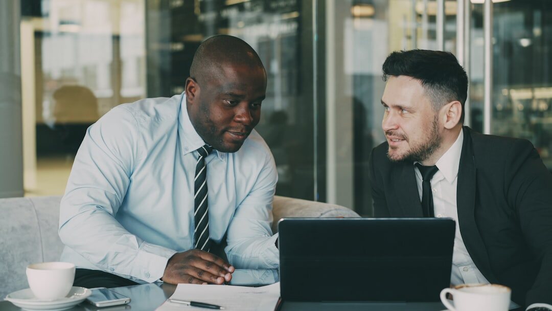 man planning project on laptop